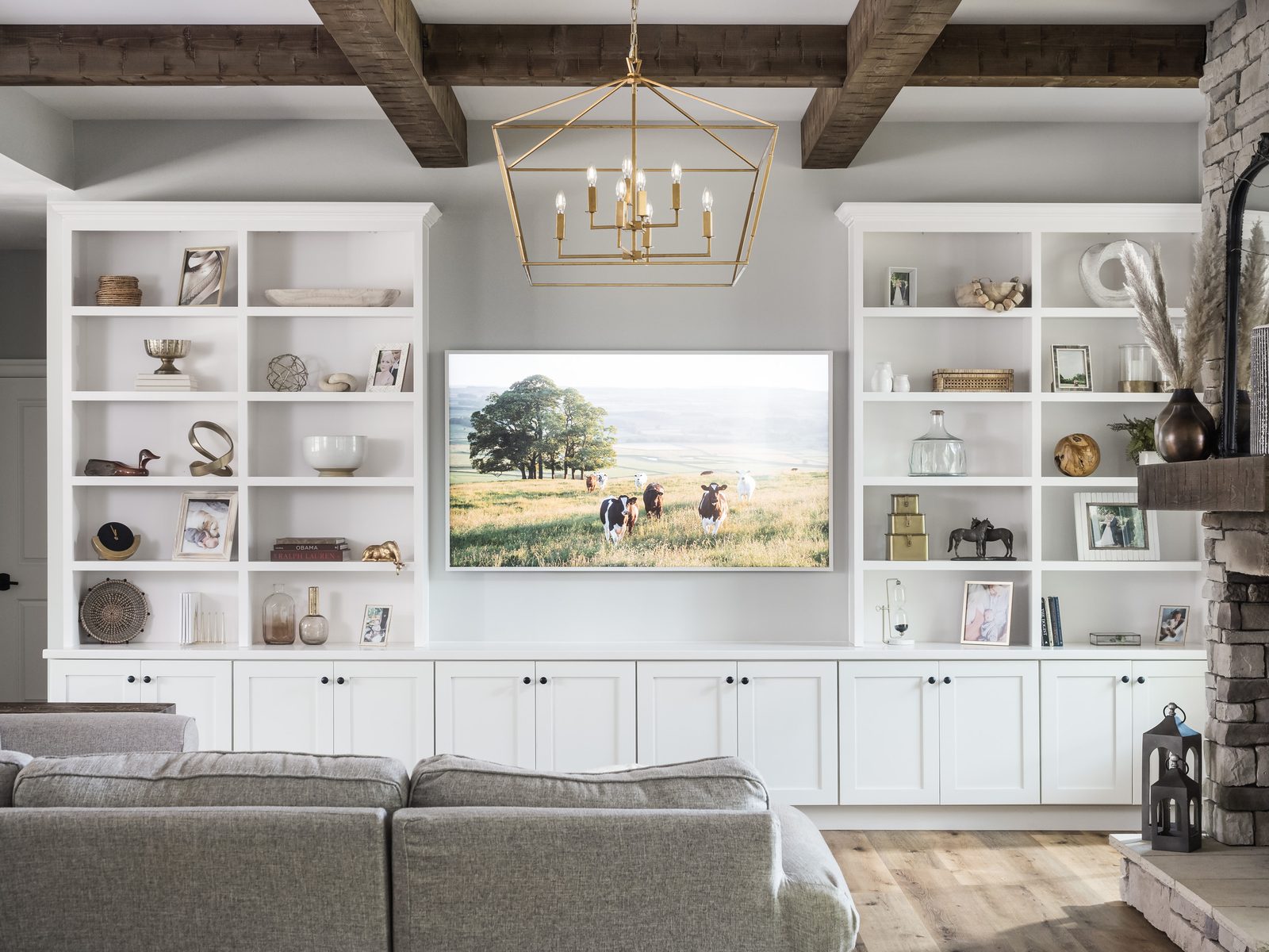 Custom built-ins in the Bayview Farmhouse by Shady Lane Construction